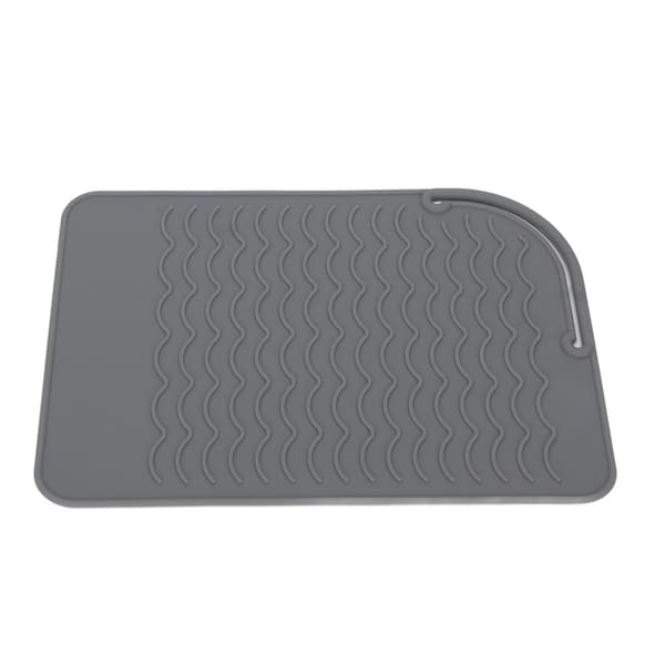 Heat Insulating Silicone Mat Wave Pattern Non-slip Flexible High Temperature Resistant Grey