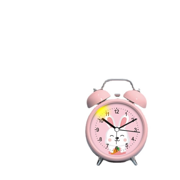 Herätyskello lapsille Vintage Twin Bell Herätyskellot Söpö sarjakuva Hyvä kani Hiljaiset lapset Makuuhuoneen pöytäkello (vaaleanpunainen)
