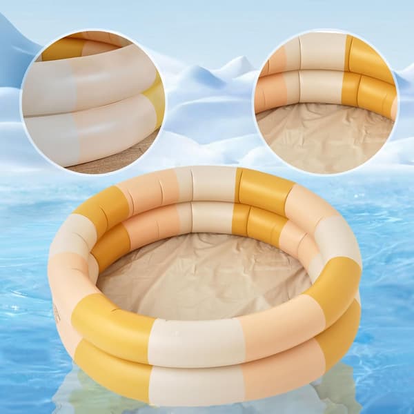 Inflatable children's pool, 2 rings with inflatable safety ring, with inflatable safety bubble bottom (yellow)