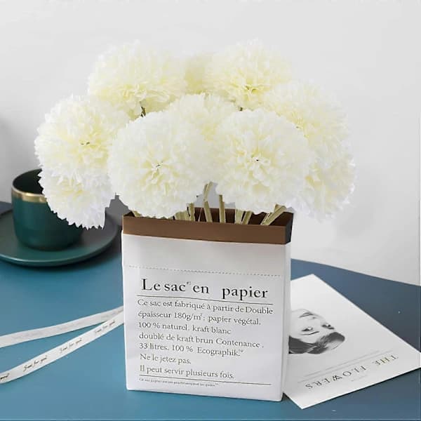 12-pack Silk Chrysanthemum Flowers - White Artificial Chrysanthemums for Spring Decoration