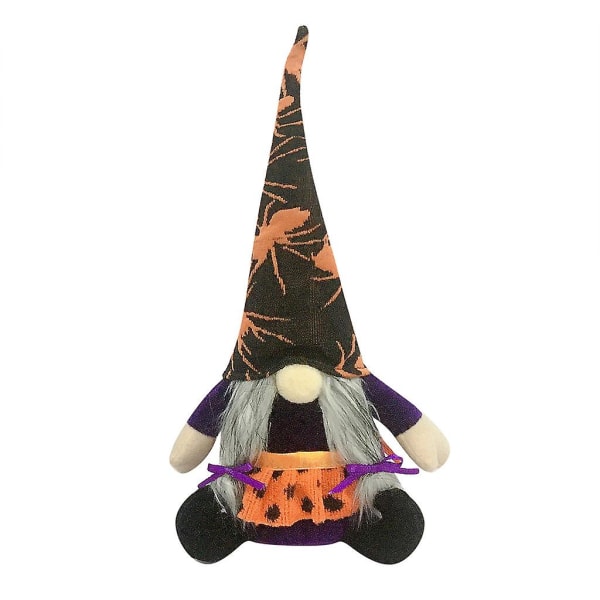 Halloween-nisse Håndlavet Dværg Plysdukke Edderkop Spøgelse Skandinavisk Tomte Ornament Gul spøgelseshat