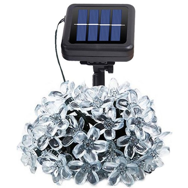(Lämmin valkoinen) Aurinkoenergia kukkanauhavalot ulkokäyttöön vedenpitävä 100 LED keijuvalo joulukoristeet puutarha-aidalle Pa