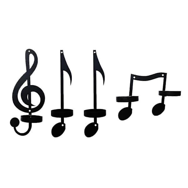 Home Decor 4 Pcs Black Music Note Wall Lamp Candlestick Creative Wall Decorations