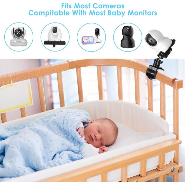 Monteringsbrakett for babykameraskjerm, 360 grader roterbar justerbar holder Fleksibelt kamerastativ for barneseng