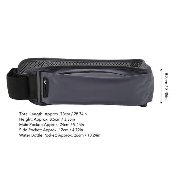 Running Belt Multiple Pockets Jogging Waist Pack 60-85cm Adjustable Comfortable for Outdoor Use