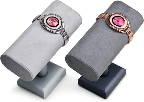 (Grå) Premium Läder Klockdisplayställ T-bar Showcase Smyckesdisplayhållare Hem Armband Armring Organizer