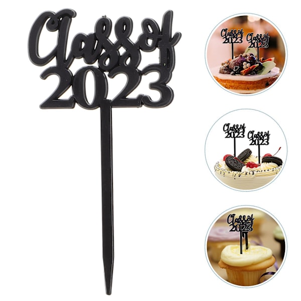 10 stk. Klasse af 2023 Plastik Cupcake Toppers Graduation Kage Dekorationer 2023 Grad Party Forbrugsvarer Sort