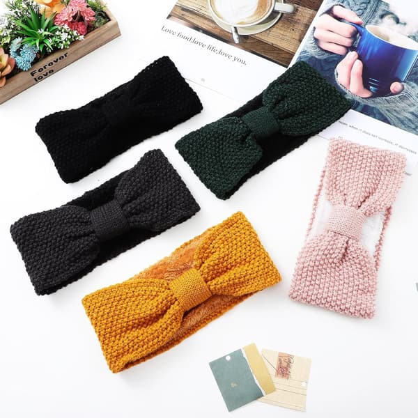Strikkede knutehårbånd elastiske for kvinner 5 stk elastisk ullgarn motehårbånd hårtilbehør daglig look og trening