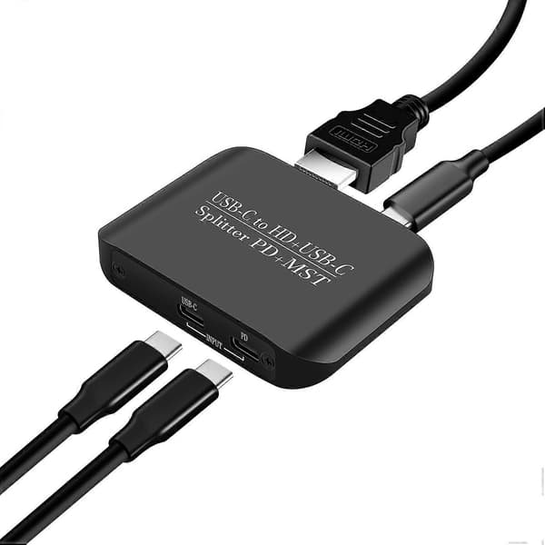 NK-E70 Typ-C til HD+Typ-C Splitter 4K 60Hz MST/SST Skjermadapter Støtte PD-lading