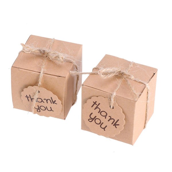 20 stk/10 Retro Dekorative Kraft Papir Kvadratiske Æsker Bryllupsgaveæsker Kraftpapir Emballage GaveæskerKraft20p Kraft 20pcs