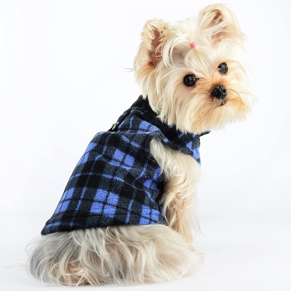 2 Stykker Plaid Hunde Trøjer til Små Hunde, Halloween Chihuahua Fleece Tøj med Snorehul, S Hunde Tøj Vinter Varmt