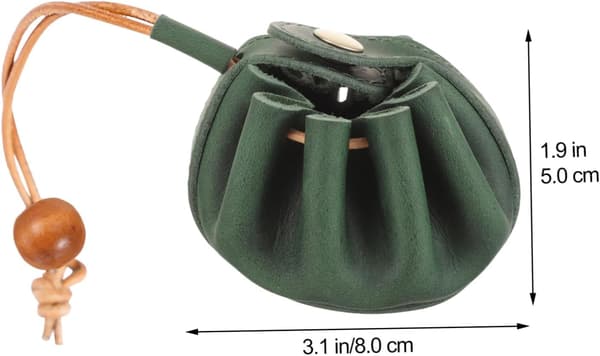 Portable Green Leather Dice Storage Pouch with Drawstring, Comfortable Hand Feel and Easy to Carry Small Game