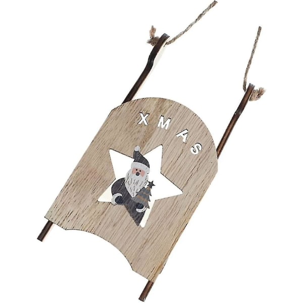 Miniature Træslæder Træjuletræslæde Mini Træslæde Ornament Juletræslæde Rustik Slæde Jul (3 stk.)(træ)