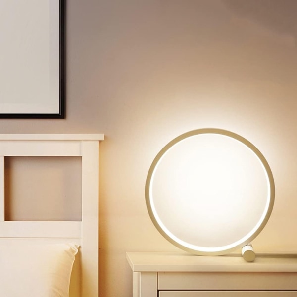 Sengelamper med Berøringsstyring, Dæmpbar Cirkel Bordlampe, Moderne Ring Skrivebordslampe, USB Natbord Dekorativ Lys til Læsning Soveværelse og Kontor