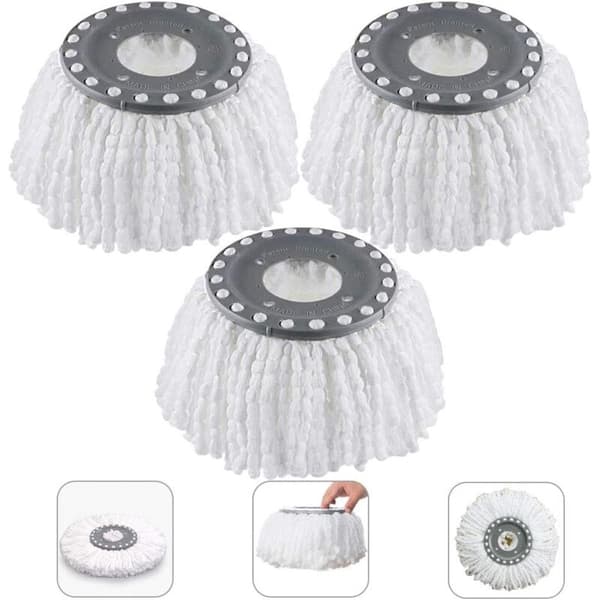 3 stk. mikrofibermoppehoveder, moppehoveder, udskiftningsmoppehoved rundt
