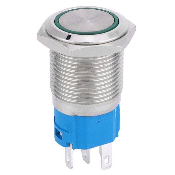 12V Green LED 16mm Metal Push Button Switch for Car Modification