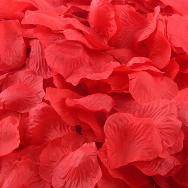 1000 Kunstige Roseblader Roseblomster Konfetti, Romantisk Dekorasjon Rekvisitter for Bryllup Bursdagsfest Dato Forlovelse Nominasjon Ekteskap, Rød