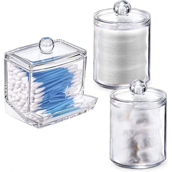 3-pack Q-tips-hållare Dispenser för bomullsbollar Bomullspinnar