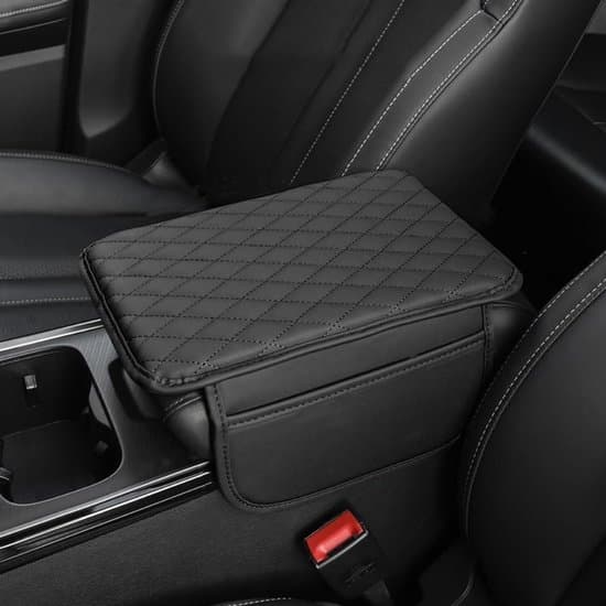 Universal Waterproof Leather Car Console Armrest Cover - with Storage Pockets on Both Sides - Fits Most Cars