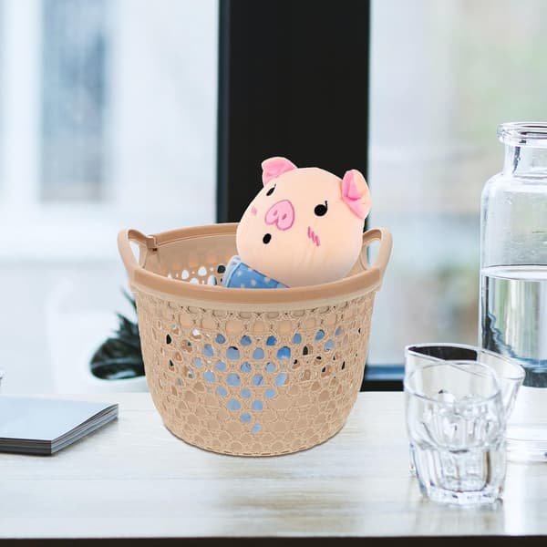 Dekorativ vevd kurv, multifunksjonell organisator, stor kapasitet, kaffe PP-materiale, elegant oppbevaringskurv