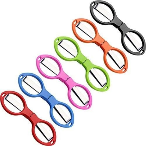 6 Pieces Folding Scissors Anti-Rust Stainless Steel Safety Scissor Glasses Shaped Mini Shear for Home and Travel Use