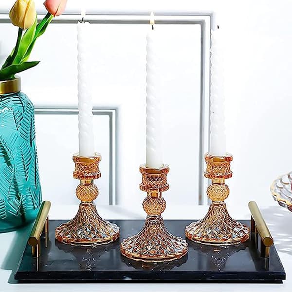 2-pack Candlesticks, Glass Candlesticks for Taper Candles, Pillar Candlesticks for Wedding Tables and Mantels