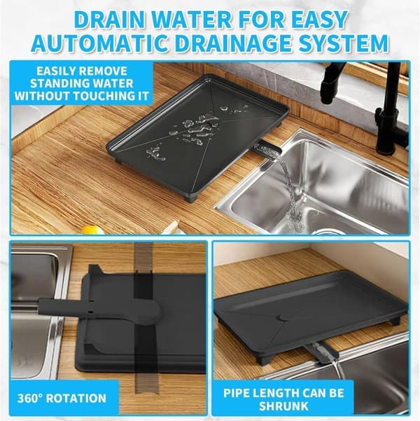 Two-tier dish rack with utensil holder and drip tray, two-level dish rack, 2-tier kitchen dish rack