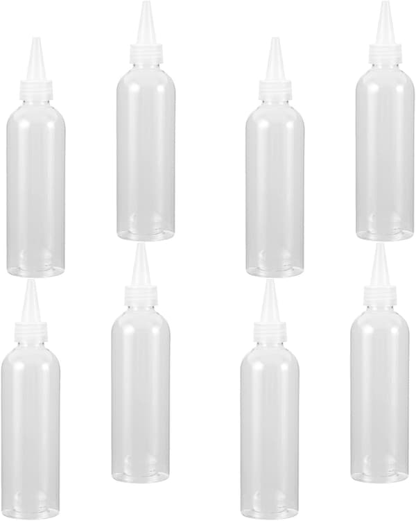8-pack 200 ml plastflaskor med pip för resor