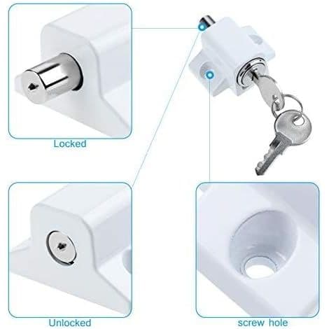 x White Sliding Patio Door Locks Fixed Bolt Window Security Locks for Child Safety