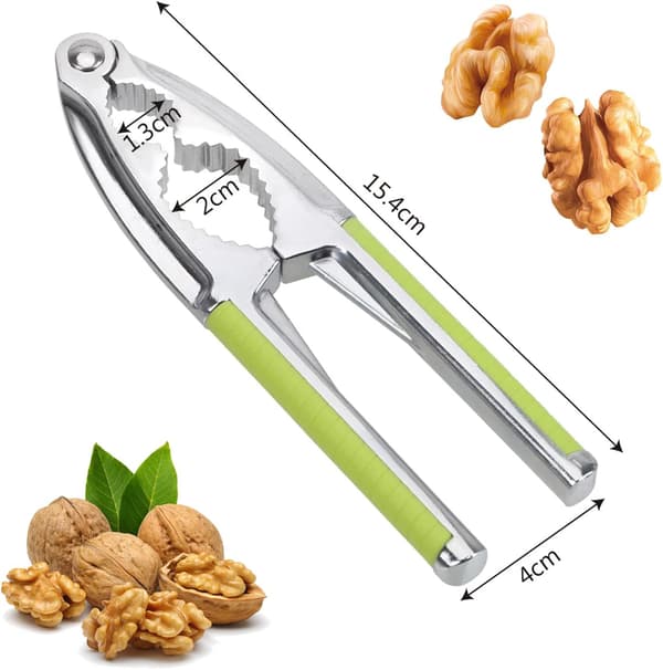 Metal Nutcracker with Non-Slip Handle, Heavy-Duty Walnut Opening Tool for Hazelnuts, Brazil Nuts, and Other Hard-Shelled Nuts