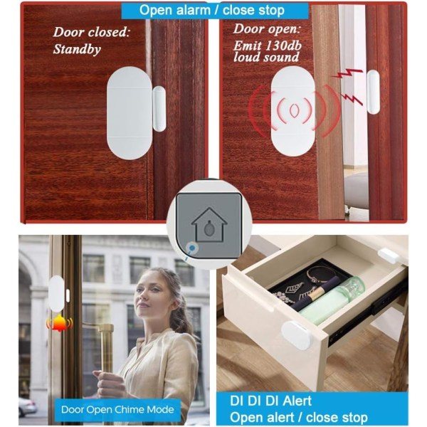 Dørvindusalarm for hjemmebasseng Barnesikkerhet med 2 fjernkontroller Dørinngang Magnetisk sensor sikkerhetsvarslingssett for butikkgarasje (3)