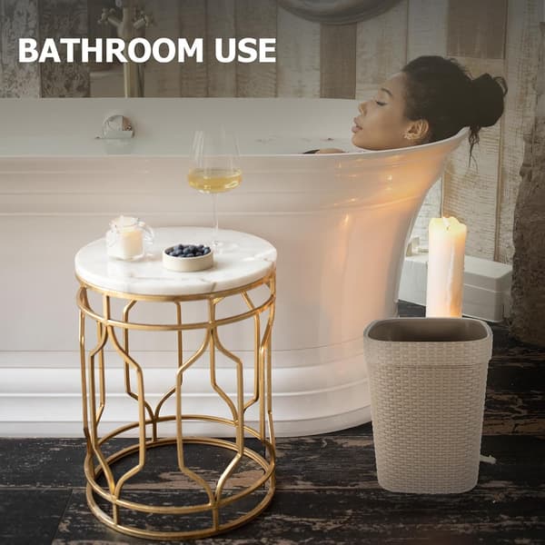 Large Capacity Imitation Rattan Trash Can with Wide Opening Design