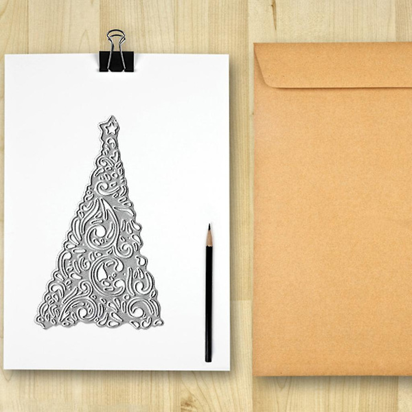 Julgran Metall Skärstencil Mall DIY Scrapbooking Album Papperskort Stencil Die Prägling Ornament