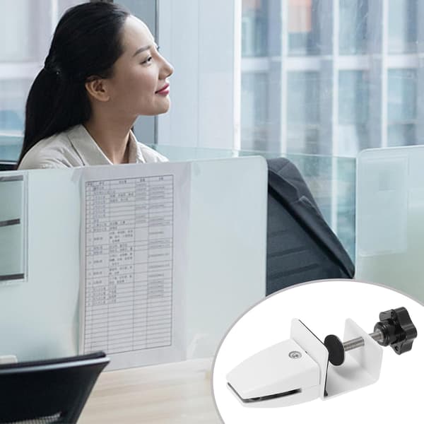 4pcs Adjustable White Sneeze Guard Clips Desk Divider Clamp Privacy Panel Holder Clamps