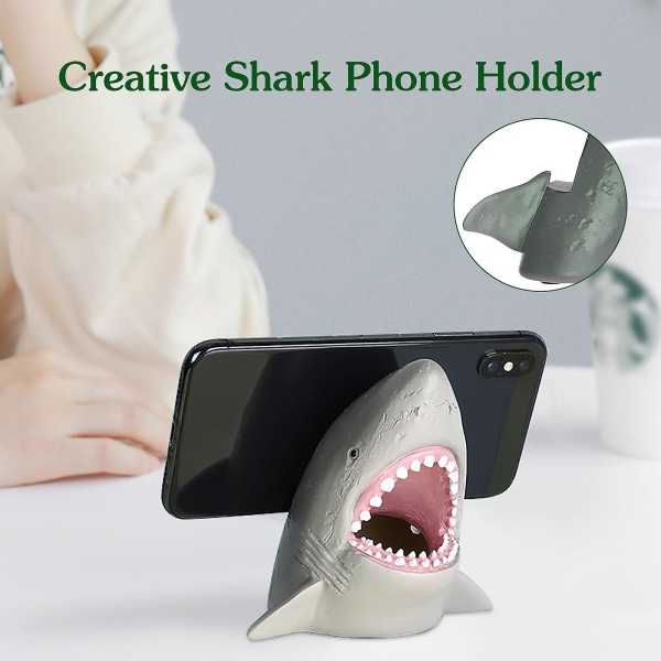 Creative Shark Shape Multifunksjonell Desktop Pen Holder TelefonholderA A