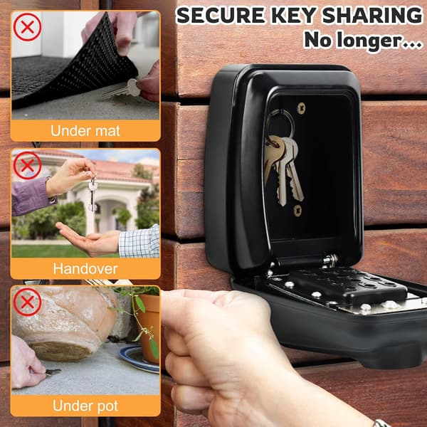 Police Approved Wall Mounted Key Safe – Extra Large, Weatherproof Outdoor Key Lock Box with 12-Digit Resettable Code and Secure Protection