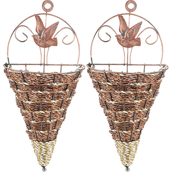 2 Pcs Botanical Decor Hanging Rustic Flower Pot Flower Vase Farmhouse Wall Flower Basket Plant Conta