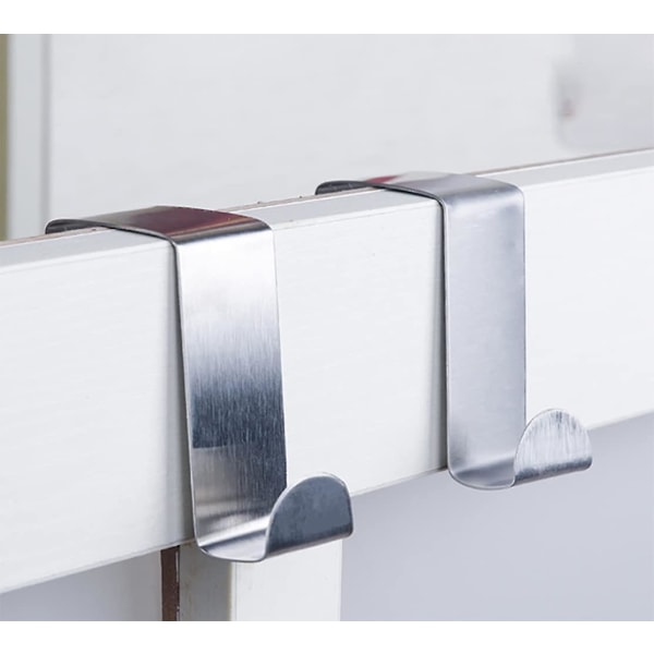Dörrkrokar i rostfritt stål Skåpslådkrokar Z-formade hängkrokar Vändbara över dörrkrok, för kök, badrum, skåp, låda (7 st, silver)