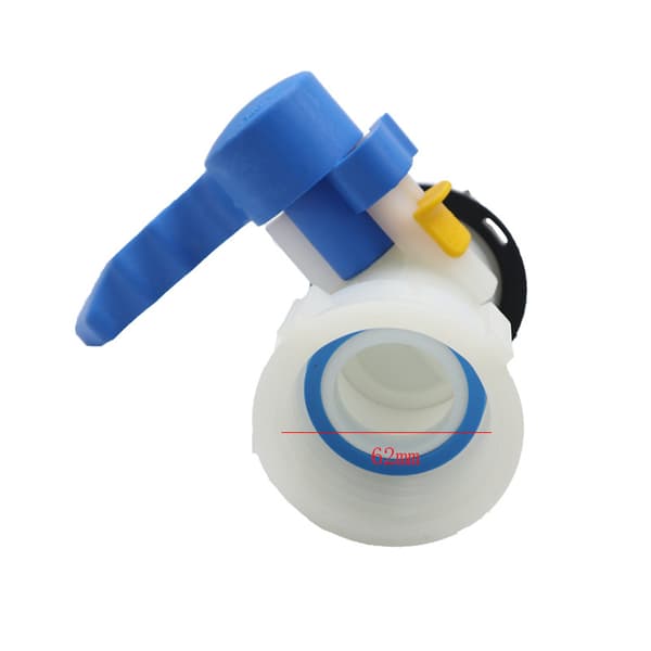 Multitanks - 2 tommers butterflyventil med 62 mm mutter for 1000 liters IBC-tank - S60x6