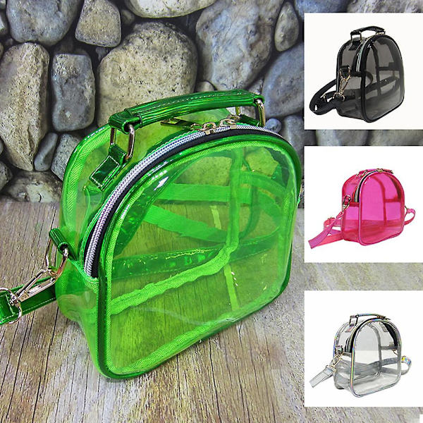 Dam & Flickor Crossbody Transparent Väska Axelväska Jelly Candy Färg Ovalformad Mini Transparenta Väskor Telefonhållare Svart