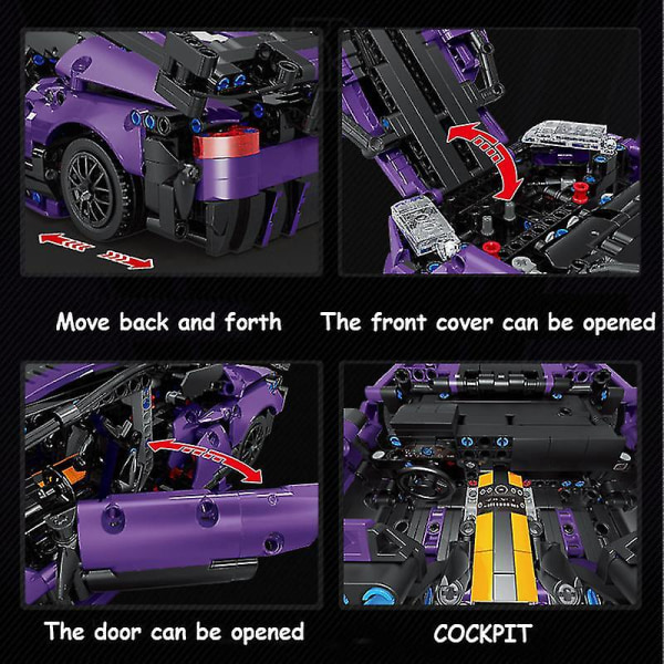 Ny 1:14 Expert Purple Super Racer Tech bilbyggeklodser City Speed ​​​​racing køretøj byggeklodser Legetøj Gaver til børn