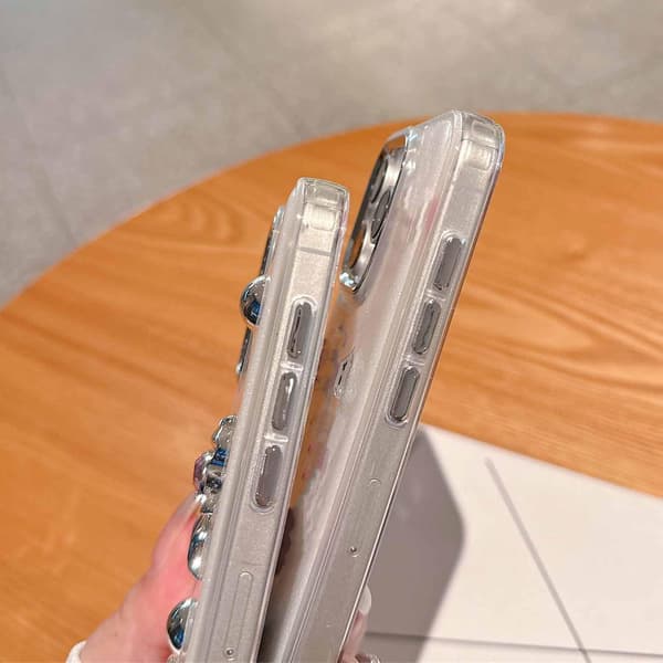 Designet for iPhone-deksel, 3D Diamantrosettstjerne Mykt telefondeksel (Stjerne, for iPhone 16 Pro Max)