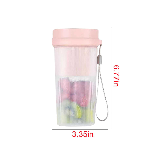 Bärbar blender, personlig miniflaska resor Elektrisk smoothie blender-maskin Fruktjuicer CupPink Pink
