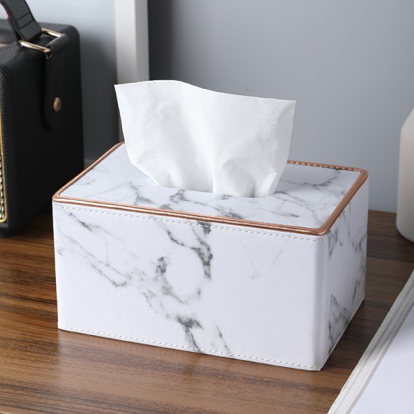 Vevnadsasköverdrag Rektangulärt 19*13*9.5CM Förfinad Modern PU-Läder Vevnadsdispenser Askhållare för Byrå Badrum