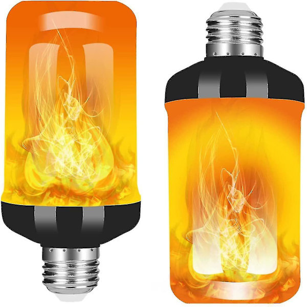 LED Flammeffekt Lyspære, Opgraderet Flimrende Ild Julepynt Lys, E26 Sockel Flamme Pære Wit(2stk)