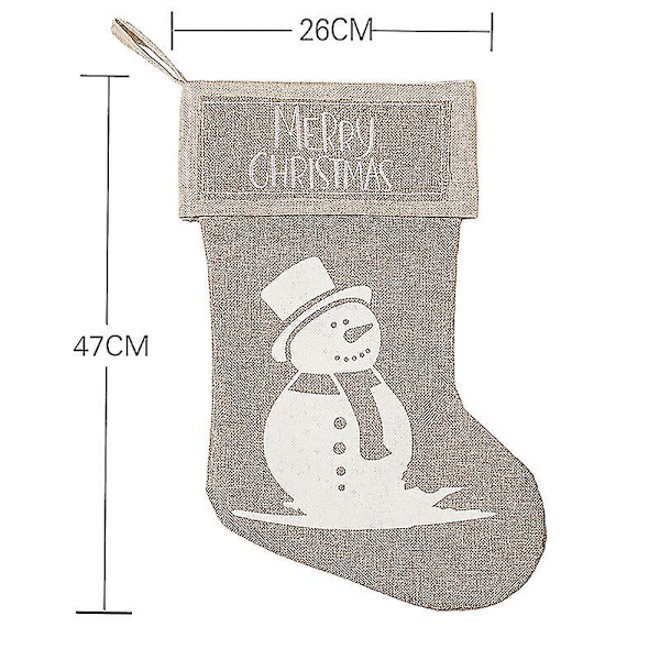 Jutestrumpor Julstrumpor Hängande Påsar Snögubbe Strumpan Presentpåse Godispåse För Semester Julhängande Julgran Dekorationer Ornament 4stbrun