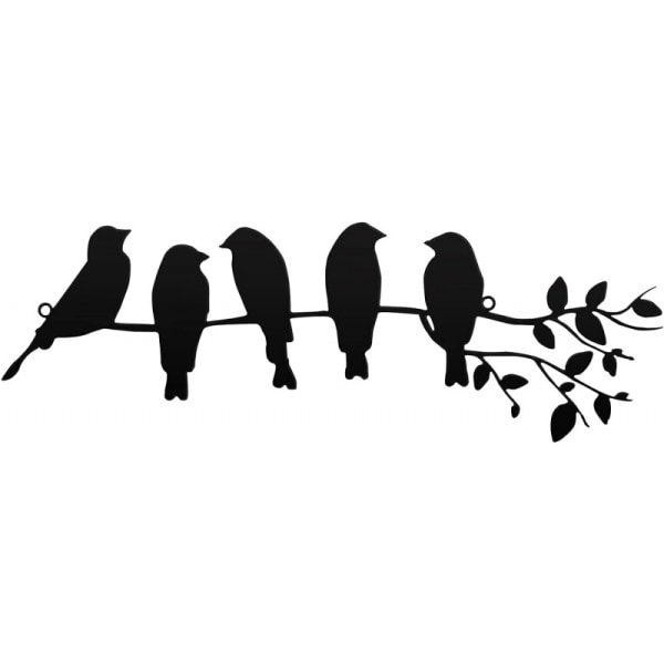 Väggdekor i metall, 6 fåglar på grenen Väggdekor i metall för väggdekor för inomhus utomhus trädgård