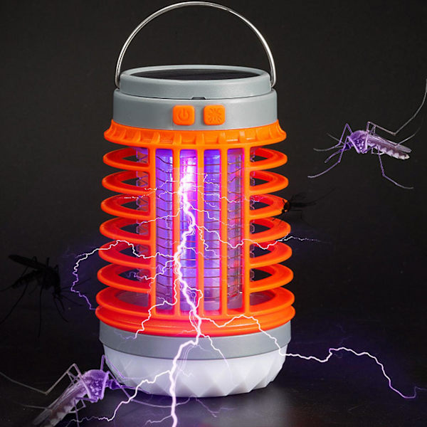 Solcelled Myggestik USB Lampe Vandafvisende Insekter Fly Lysfælde Lommelygte Orange