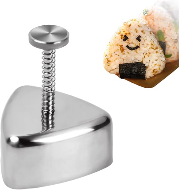 Triangulær Onigiri Form, Sushi Risbolleform, Sushi Form i Rustfrit Stål, Non-Stick Risbolleform, Onigiri Formpresse, Sushi Form Sæt til DIY Risboller