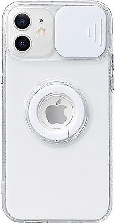 Candy-Colored Ring Holder Slide Lens Camera Protection Transparent Soft iPhone Case White, iPhone 13 Pro)